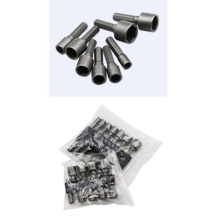 Bộ khẩu vặn ốc lục giác 14 đầu vặn hệ inch 5-12mm và hệ mét thép cabon sử dụng cho tay cầm hoặc máy bắn ốc
