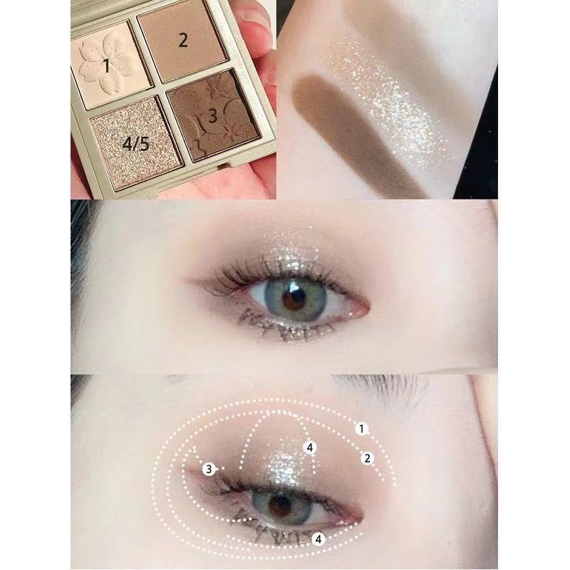 [Hàng mới về] Bảng phấn mắt DIKALU 4 màu sắc tông lì và ánh kim lấp lánh trang điểm kiểu mắt khói | BigBuy360 - bigbuy360.vn