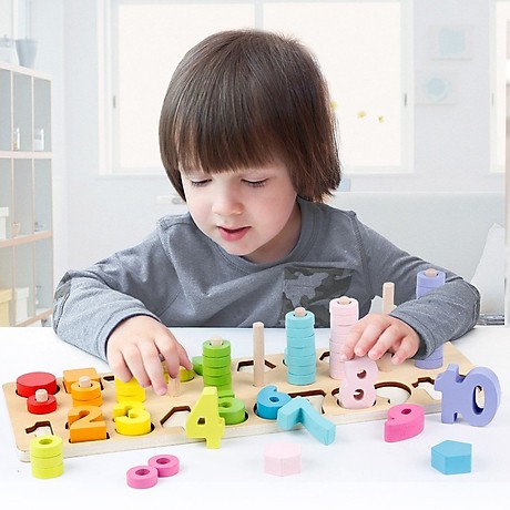 Học Đếm Bậc Thang 10 Cột Tính Bằng Gỗ - Montessori