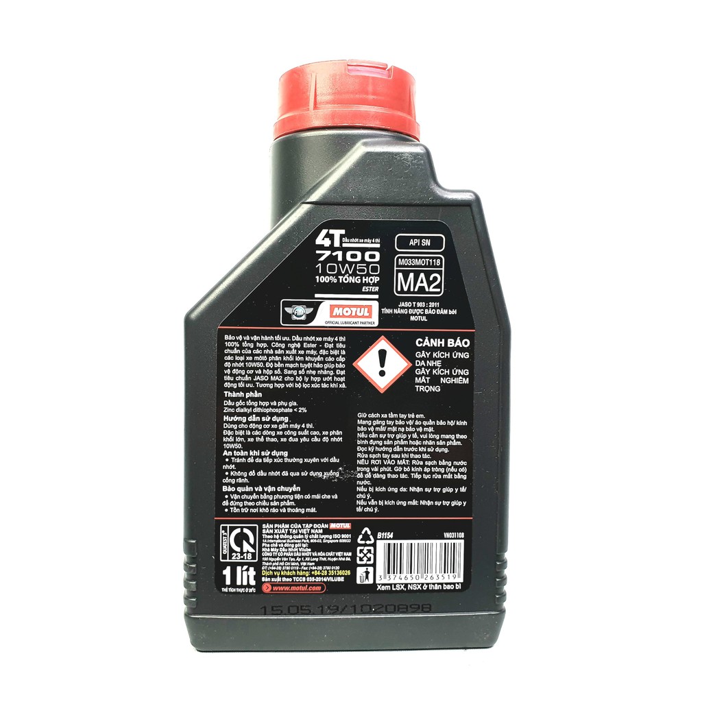 Nhớt cho xe máy,mô tô phân khối lớn Motul 7100 4T 10W50 1L