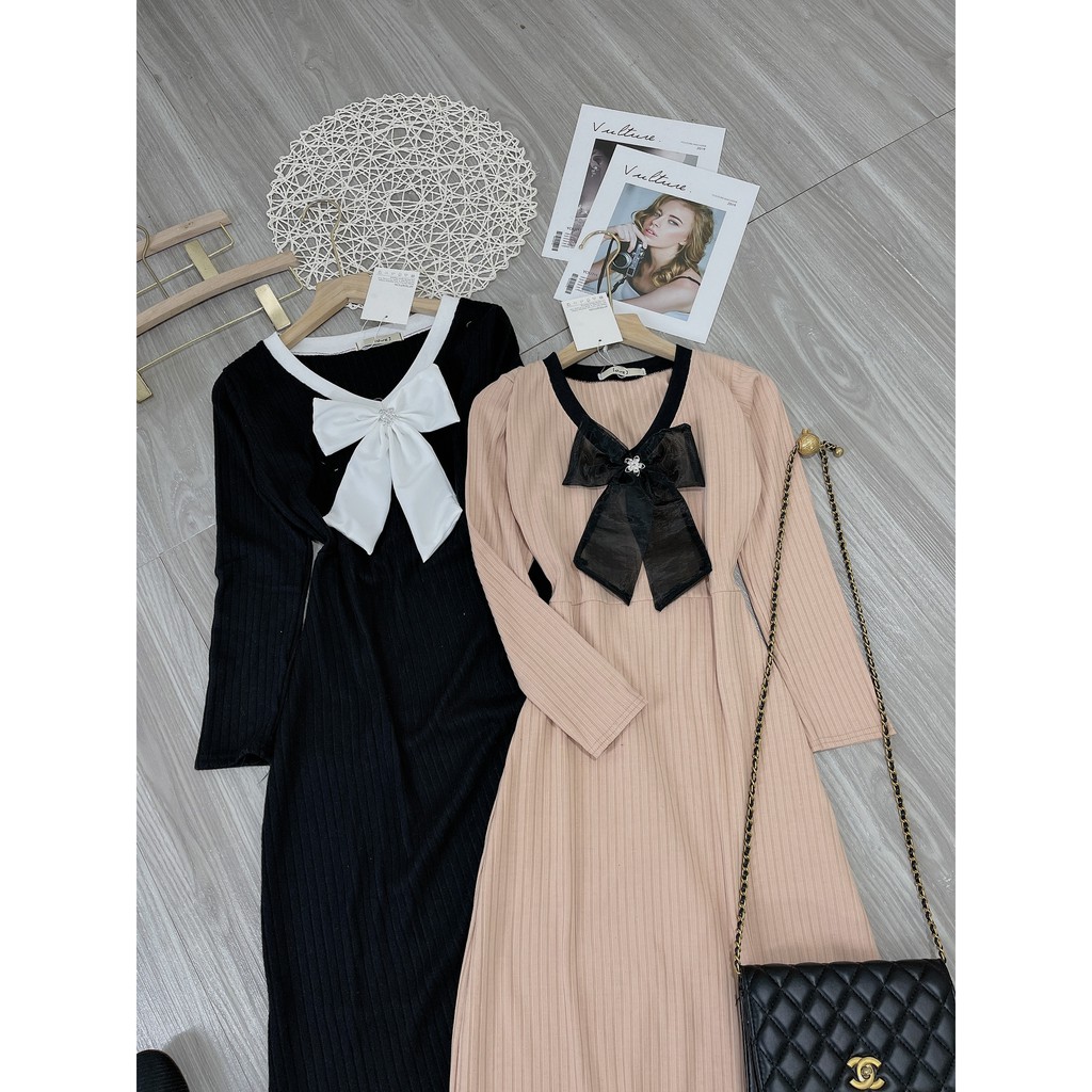 VÁY LEN GÂN BODY XÒE NHẸ CỔ NƠ NGỌC FORM ÔM DÁNG SIÊU CHUẨN XINH XẮN | BigBuy360 - bigbuy360.vn