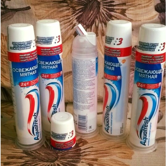 Kem Đánh Răng Aquafresh 100mg Của Nga - Kem Đánh Răng Dạng Ống, Trắng Răng, Chắc Răng, Thơm Miệng [Chính Hãng]