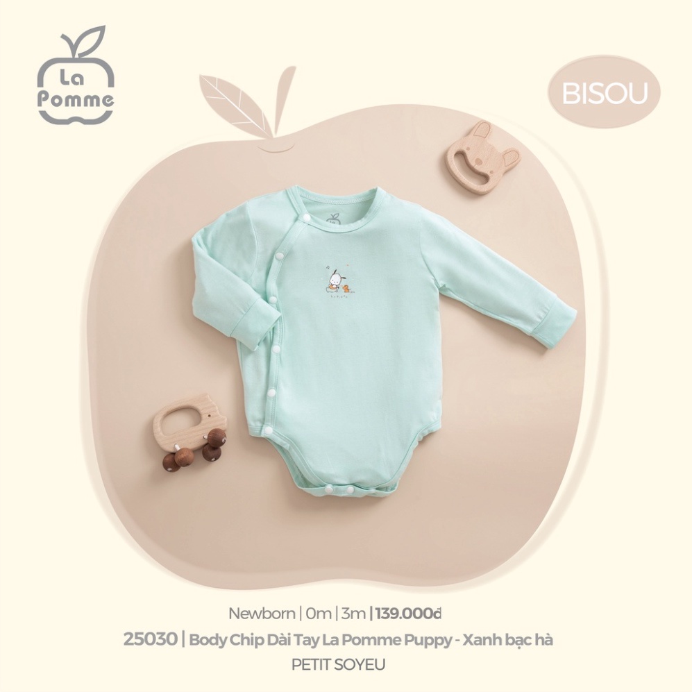 Bodychip sơ sinh dài tay hãng La Pomme - Bộ sưu tập Bisou 2022  (Mã 25030)