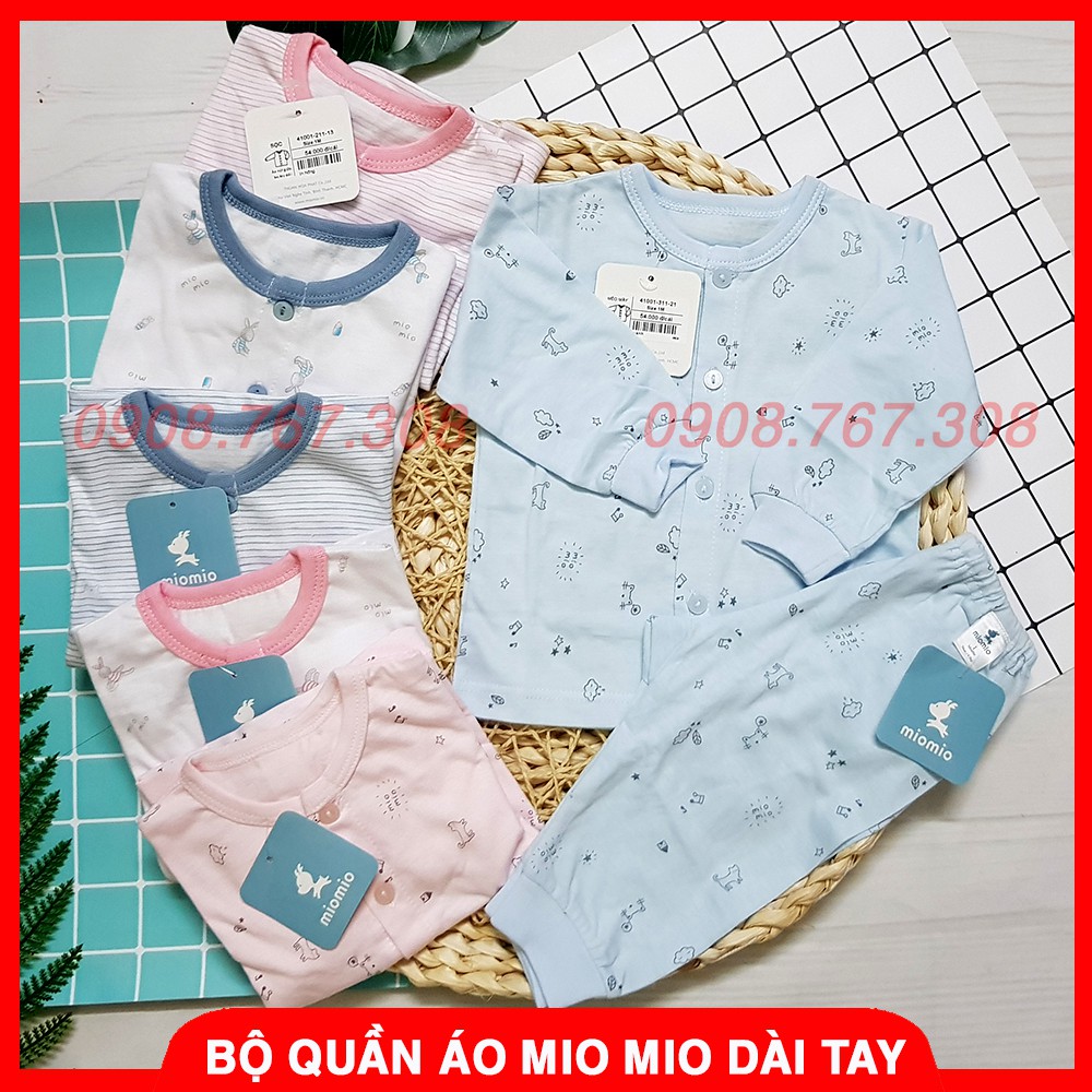 [Mio Cotton] Bộ Quần Áo Dài Tay Miomio Cho Bé Sơ Sinh Chất Cotton Mềm Mại Size 1M, 3M, 6M, 12M