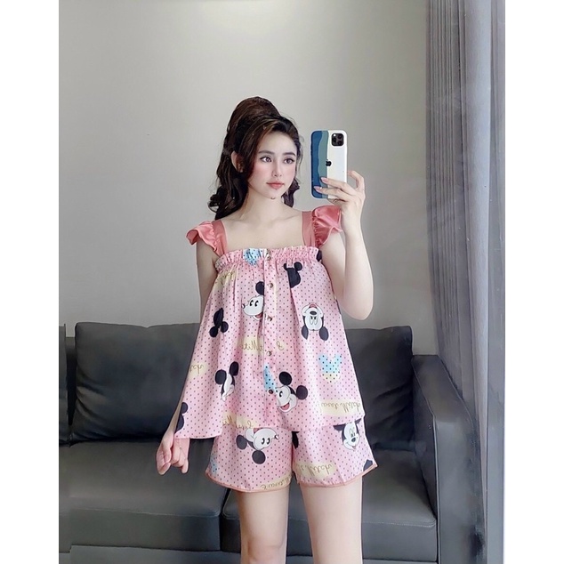 ĐỒ BỘ 2 DÂY BÈO DÁNG BABYDOLL XINH LẮM LUÔN