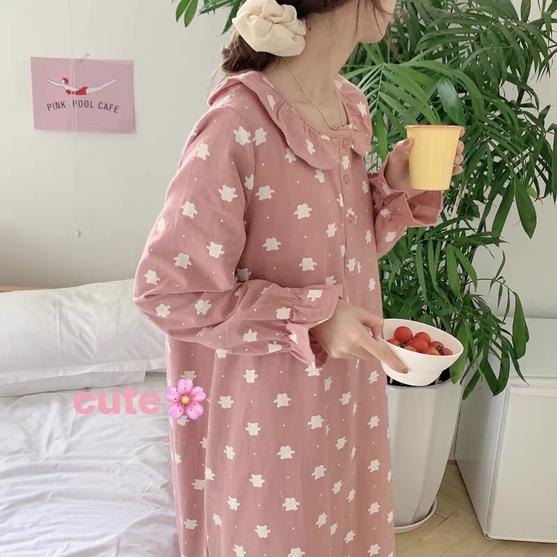 ORDER giá gốc VÁY DÀI TAY DÁNG XUÔNG HOẠ TIẾT XINH XẮN rẻ nhất shopee