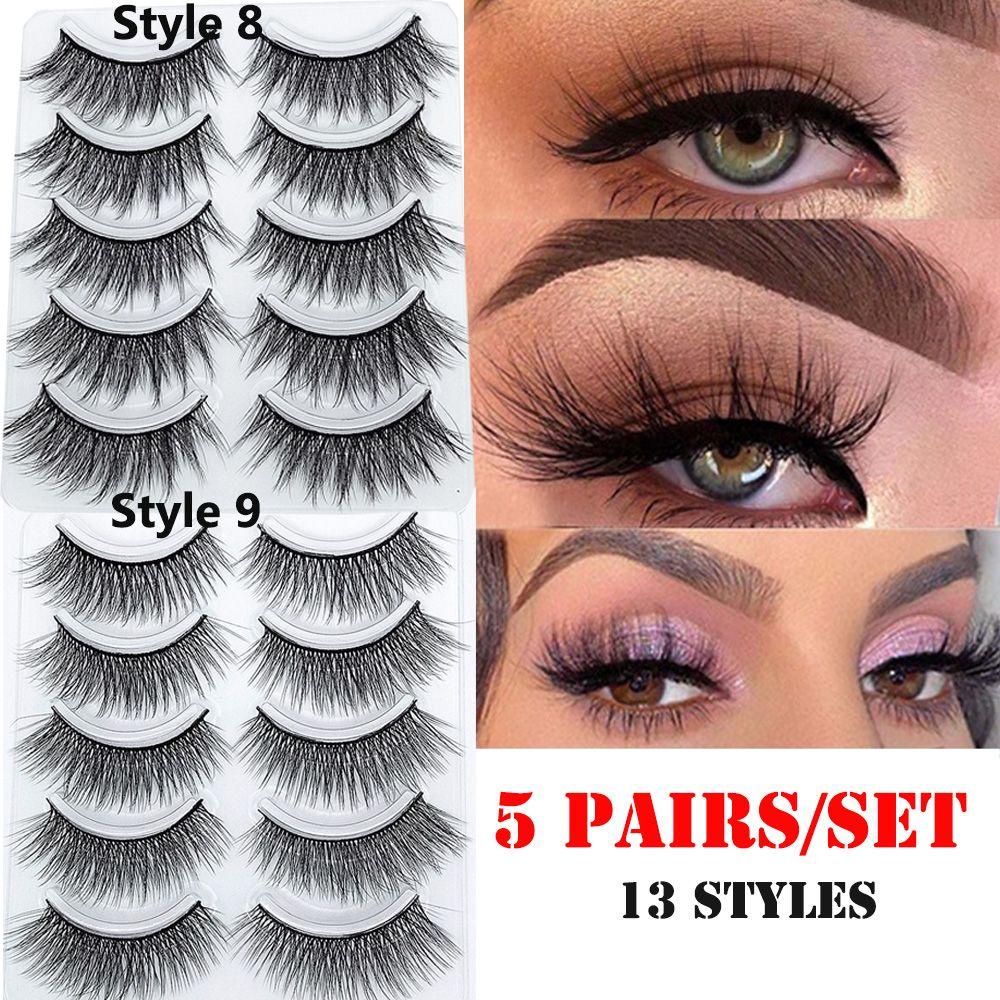 CACTU Set 5 Cặp Lông Mi Giả 5D Mềm Mịn Dành Cho Nữ