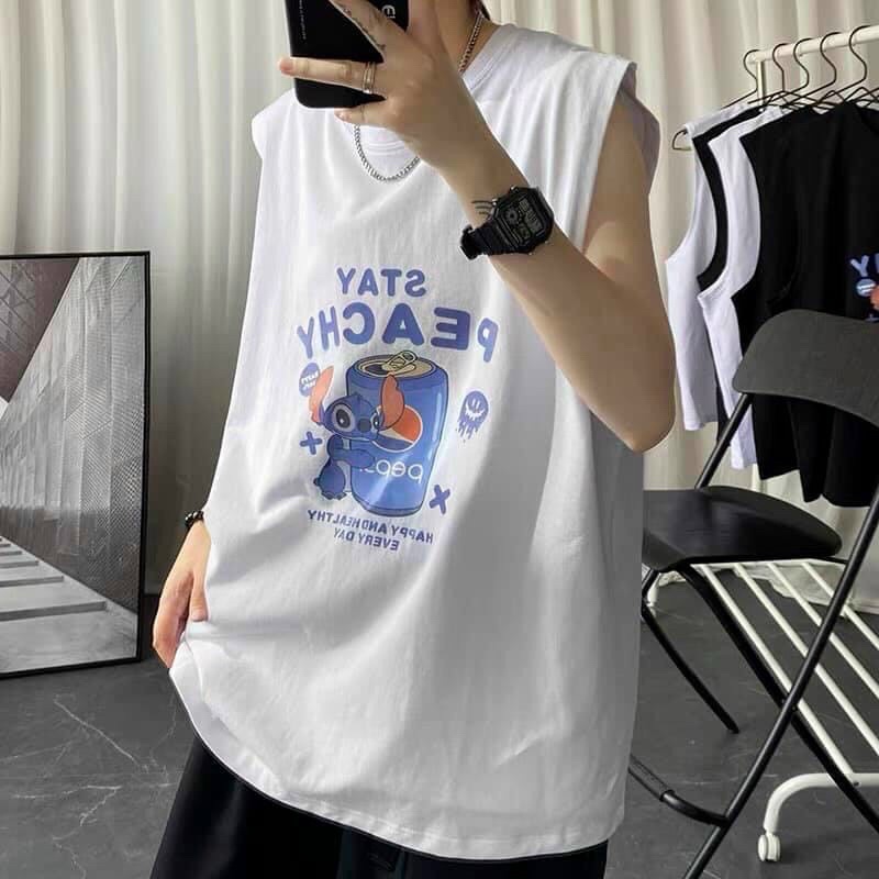 Áo thun 3 lỗ ma1035 in hình stitckpepsi 2 màu đen trắng sumisu shop