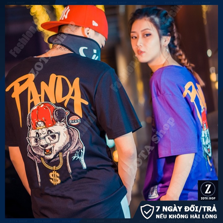 Áo thun tay lỡ form rộng, áo phông Freesize cho cả nam/nữ in PANDA hai mặt TL683