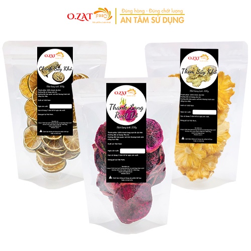 Detox thơm(dứa/khóm) thanh long chanh sấy khô O.ZAT Food mỗi loại 100g thanh lọc cơ thể giảm cân làm đẹp da