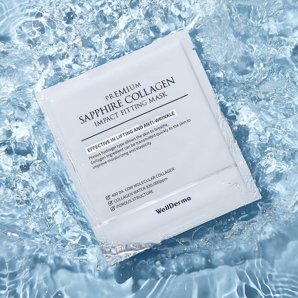 Hộp 4 Miếng Mặt Nạ Collagen Trắng Da WellDerma Sapphire Collagen Hàn Quốc