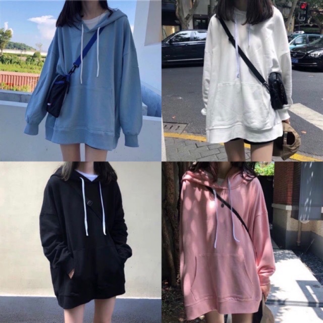 Áo hoodie trơn tay dài nỉ basic unisex