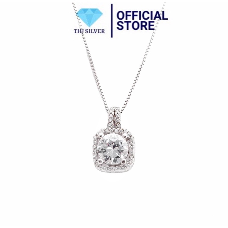 Dây chuyền nữ THJ mặt vuông đính đá chuẩn bạc ta sáng đẹp