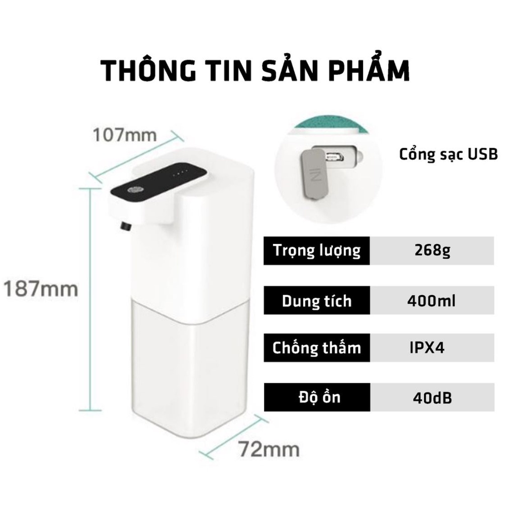 Bình Xịt Cảm Ứng Dung Tích 400ml Thông Minh Chất Lượng Cao Cho Văn Phòng, Bệnh Viện, Nhà Bếp