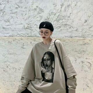 (Ord) Áo nỉ phối cộc tay Áo hoodie nỉ