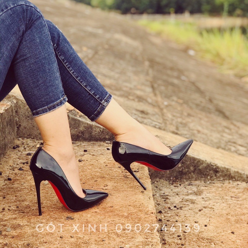 Giày cao gót mũi nhọn đế đỏ cao cấp 3 màu 9p và 11p