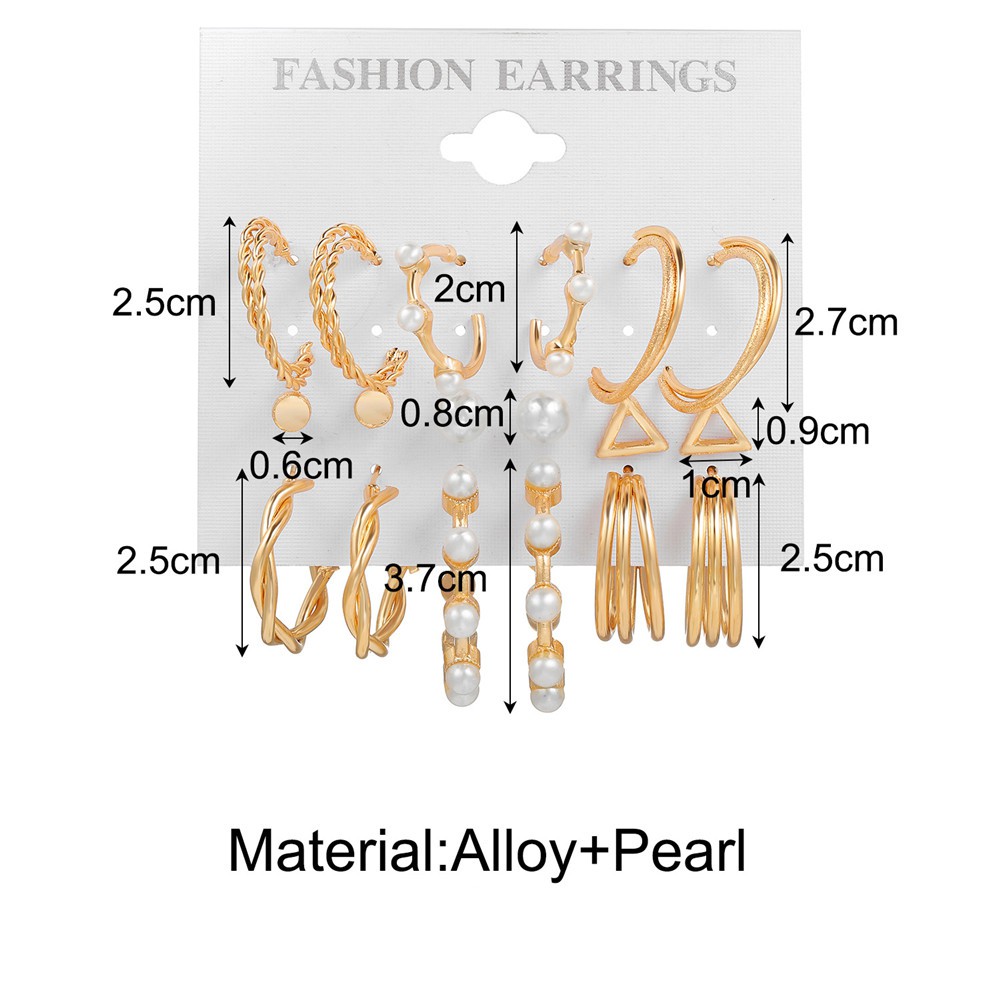 Set 9 Đôi Khuyên Tai Thời Trang Retro Cho Nữ