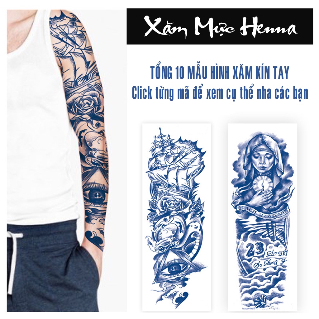 Hình Xăm Dán 15 Ngày Loại Tốt Không Lem Kín Tay LEO TATTOO (48x17cm)