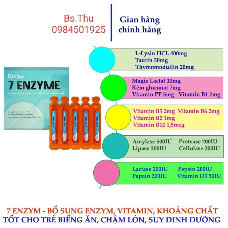 Men tiêu hóa Koras 7 Enzym cho trẻ biếng ăn, kém hấp thu