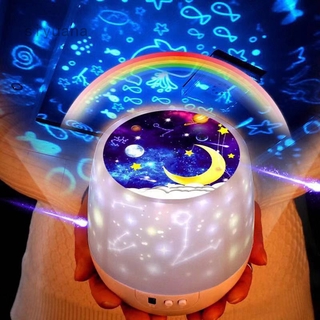 Đèn led xoay chiếu hình bầu trời sao/mặt trăng độc đáo cho bé