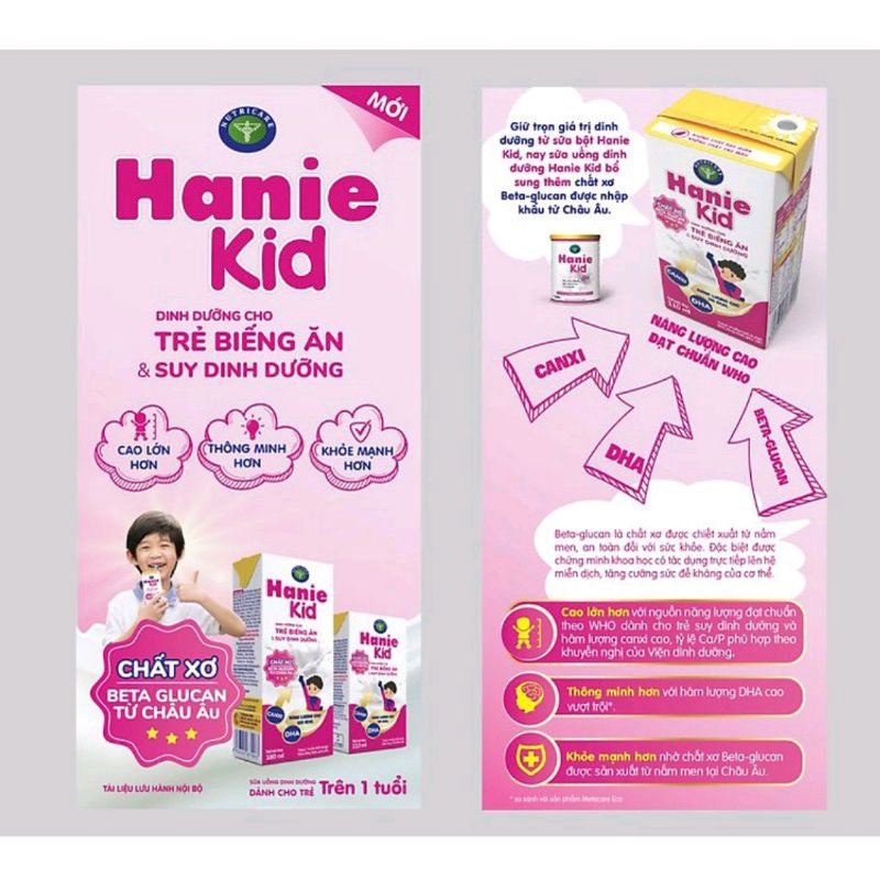 1 thùng Sữa hanie kid 180 ml 48hộp pha sẵn