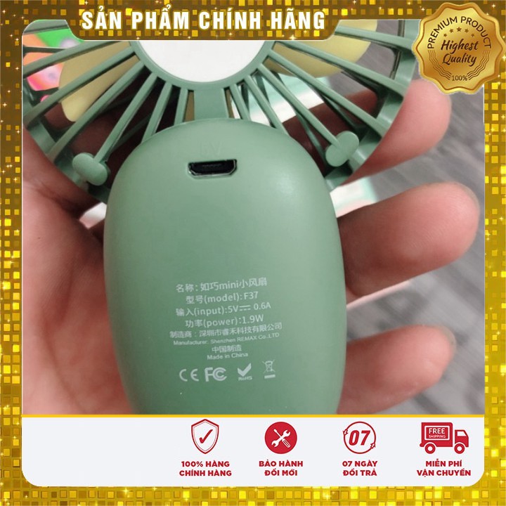 [ Giá siêu rẻ,chính hãng ] Quạt cầm tay mini remax F37 chính hãng pin 800mAh có 3 chế độ gió