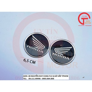 TEM- BỘ TEM NHÔM LOGO HÌNH CÁNH CHIM HONDA HÌNH TRÒN. BỀN ĐẸP.