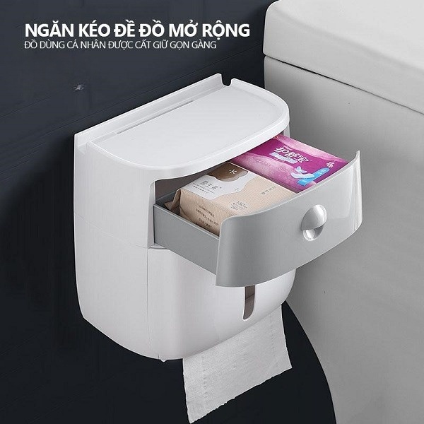 Hộp Đựng Giấy Vệ Sinh Dán Tường ECOCO Có Ngăn Kéo 2 Tầng Đa Năng