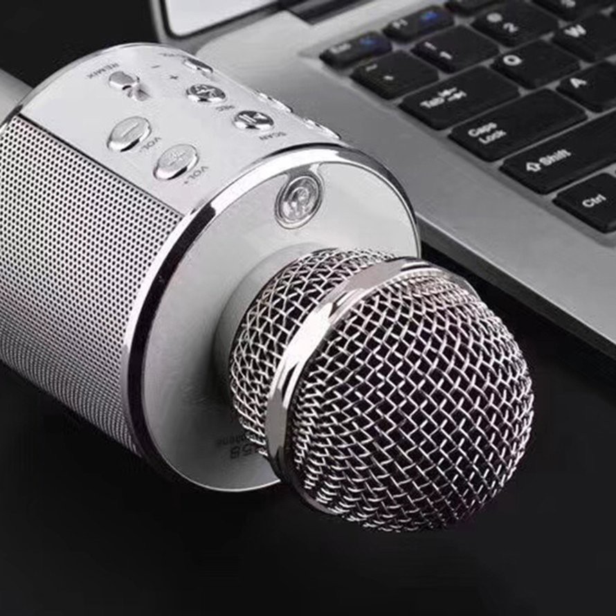 Micro hát karaoke Bluetooth 3in1 kèm loa WS-858 có âm thanh ra loa lớn