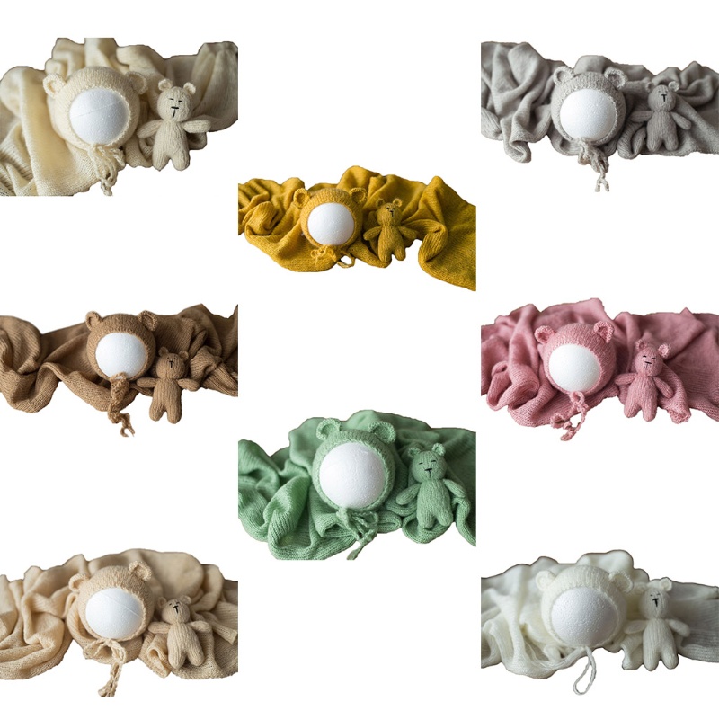 Set 3 Món Gồm Chăn + Nón Dệt + Chăn Quấn + Búp Bê Làm Phụ Kiện Chụp Ảnh