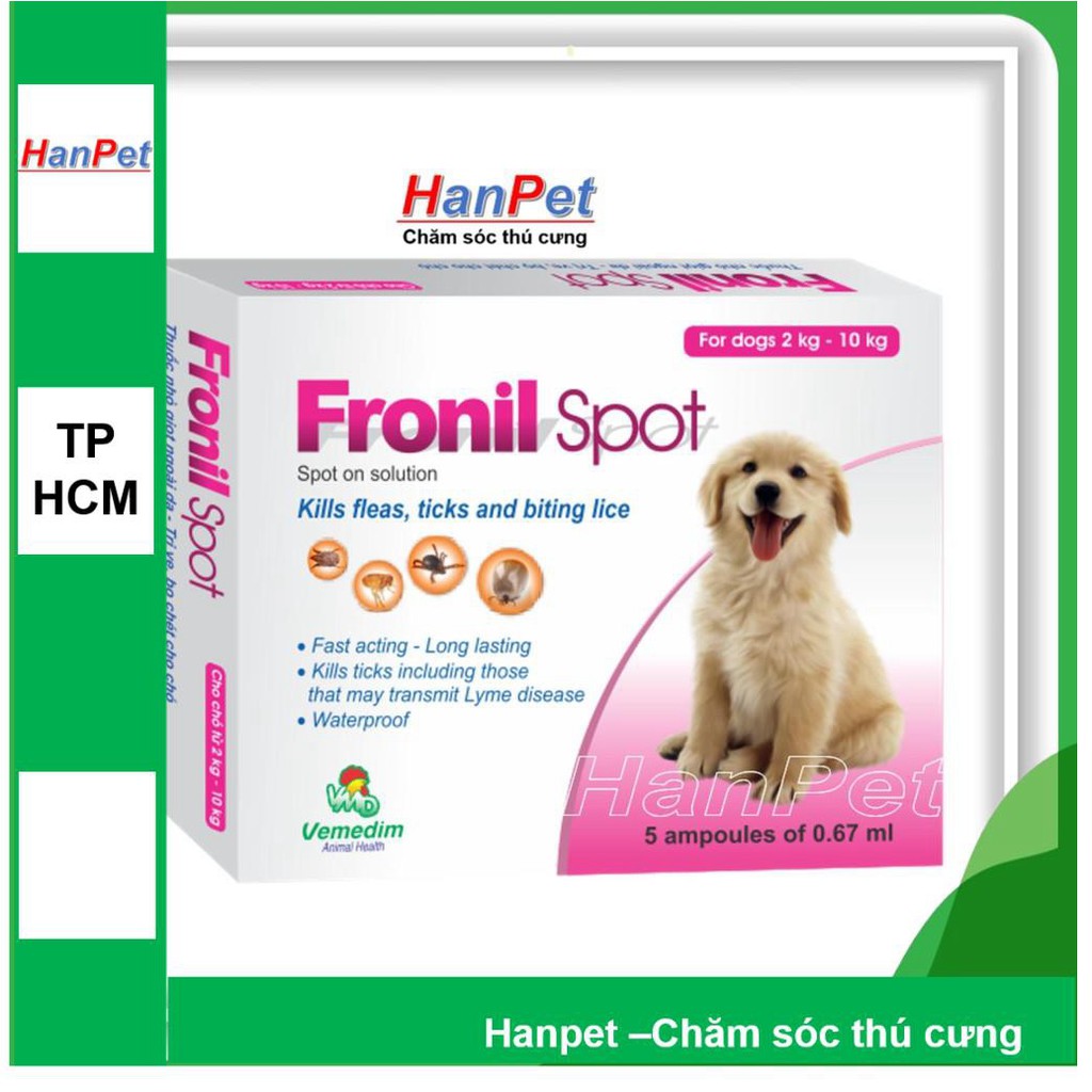 HN-(1 ống) nhỏ gáy trị ve rận FRONIL SPOT dạng ống (dùng cho mọi loại chó) hanpet 116