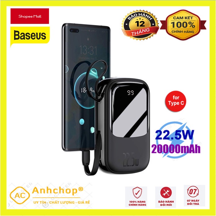 Pin sạc dự phòng sạc nhanh Baseus Qpow Digital Display 20000mAh (22.5W/ 5A , USB+Type C Port, QC/ PD Quick Charging)