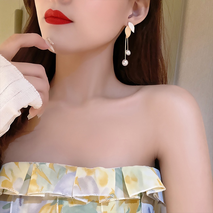 (MớI) Bông Tai HợP Kim Mạ BạC 925 HìNh Lá Xinh XắN