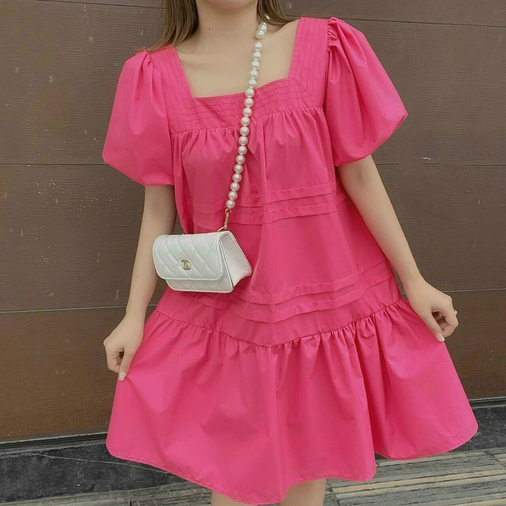 Đầm Babydoll Kèm Nơ Tay Ngắn Thời Trang Nữ Rose Fashion