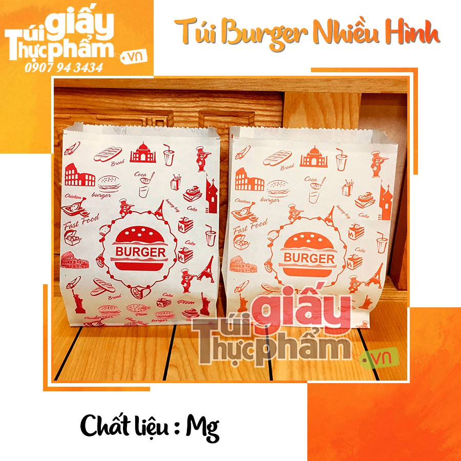 1000 túi đựng Burger (giấy hút dầu MG - Nhiều Hình)