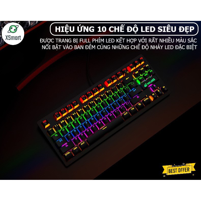 Bàn Phím Cơ Máy Tính Crack K2 PRO Blue Switch Led RGB 10 Chế Độ Màu Khác Nhau - Bấm Êm, Chơi Game, Dùng Văn Phòng Cực Đã