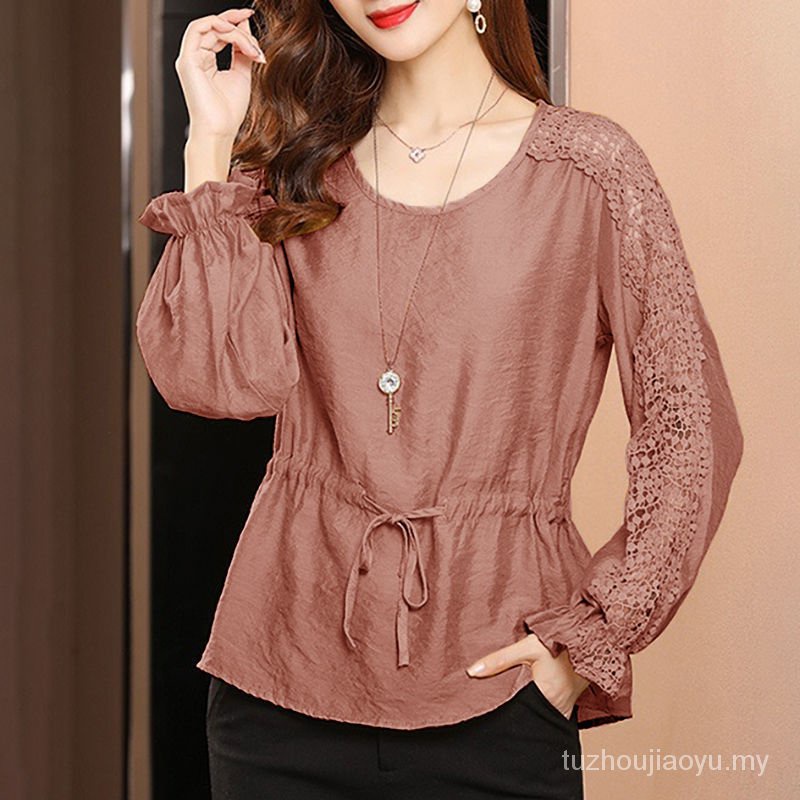 Áo Sơ Mi Chiffon Tay Dài Dáng Rộng Cột Dây Nơ Nhấn Eo Thời Trang Hàng Mới Cho Nữ