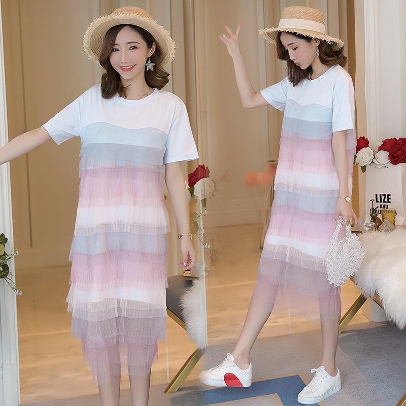 Đầm lưới cầu vồng cho bà bầu