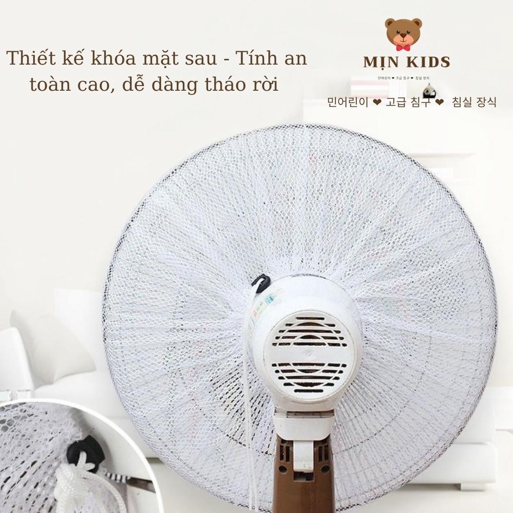 Lưới bọc quạt an toàn cho bé MỊN KIDS, bọc quạt an toàn họa tiết dễ thương bảo vệ cho bé
