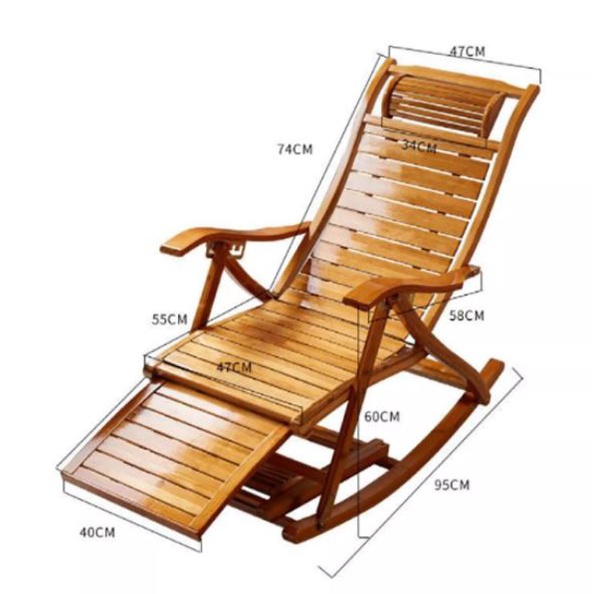 Ghế bập bênh gấp gọn bằng tre để ban công với 5 chế độ ngả nằm nghỉ trưa đọc sách thư giãn cho người lớn