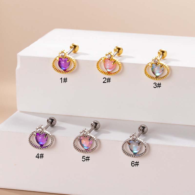 1 Khuyên Tai Hình Trái Tim Bằng Thép Không Gỉ 316L