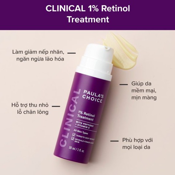 Tinh chất làm mờ nám và nếp nhăn Paula’s Choice Clinical 1% Retinol Treatment