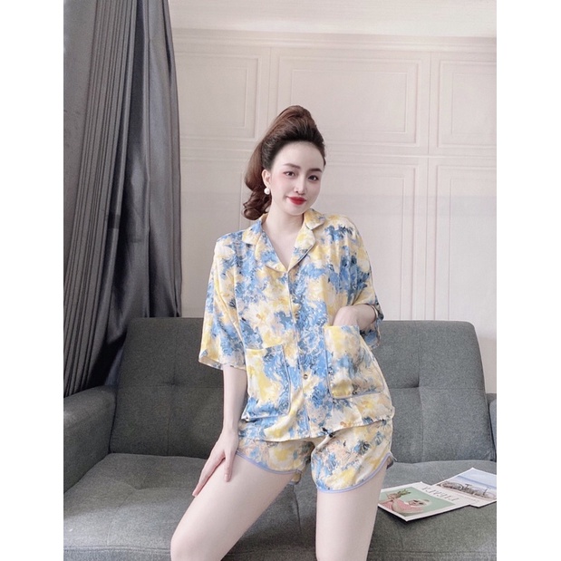 Bộ Đồ Pijama - Bộ Lụa Mai Ngô Dơi Tay Cộc , Quần Cộc[Hàng Đẹp, Lụa Mát Mịn] Không Nhăn, Không Bai Giãn, Không Phải màu | BigBuy360 - bigbuy360.vn