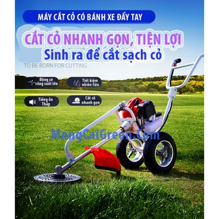 Máy cắt cỏ đẩy tay sử dụng động cơ 2 thì 52cc, máy sạc cỏ MongCaiGreen 2 thì 52cc