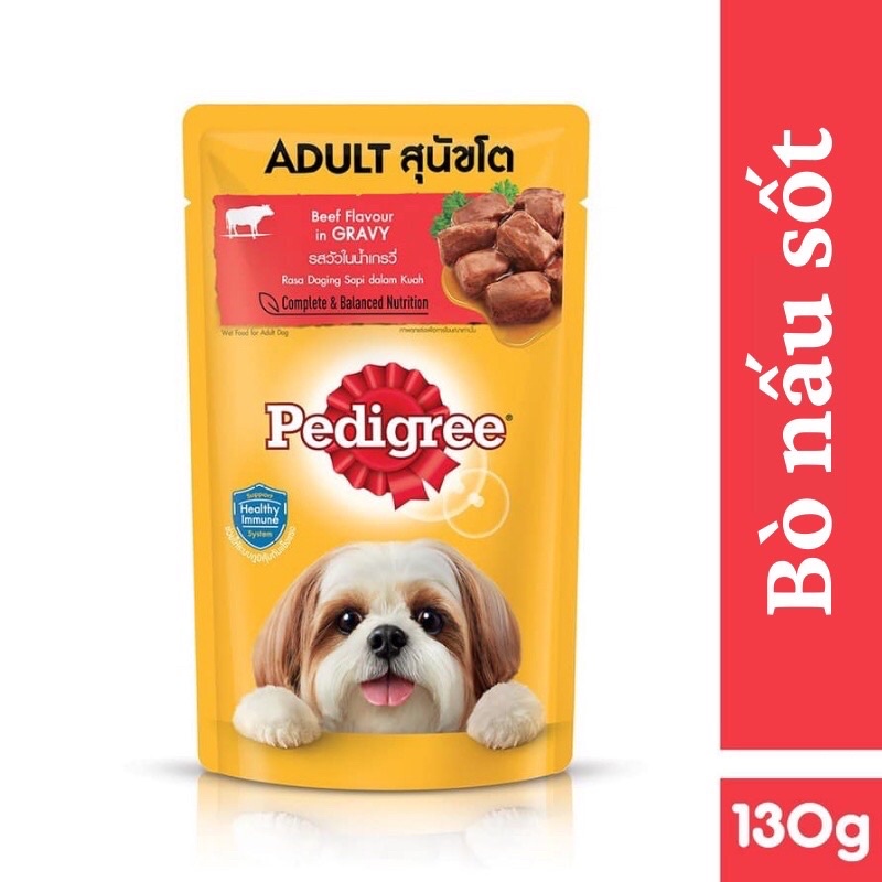 Thức ăn ướt pate sốt gói Pedigree cho chó gói 130gram