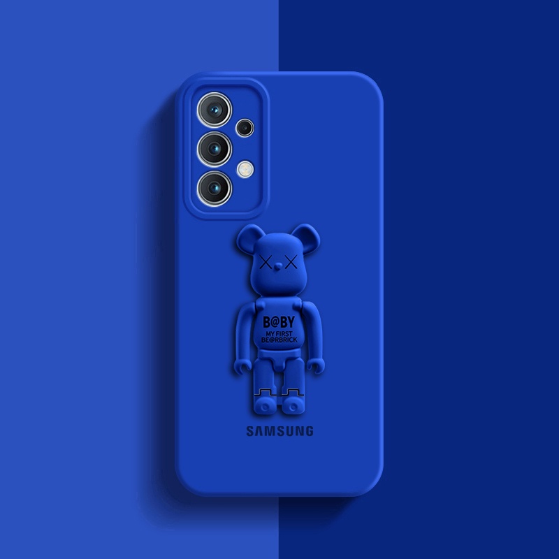 Ốp Điện Thoại Silicon Dẻo Màu Trơn Hình Gấu Kèm Giá Đỡ Cho Samsung Galaxy A73 A53 A52 A52S A33 A23 A13 Lite LTE A03 A03S 4G 5G