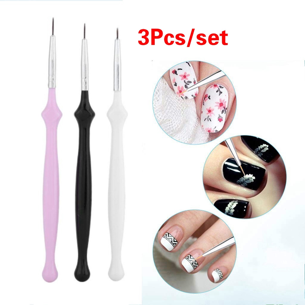 [Hàng mới về] Set 3 cọ vẽ móng tay đầu mỏng