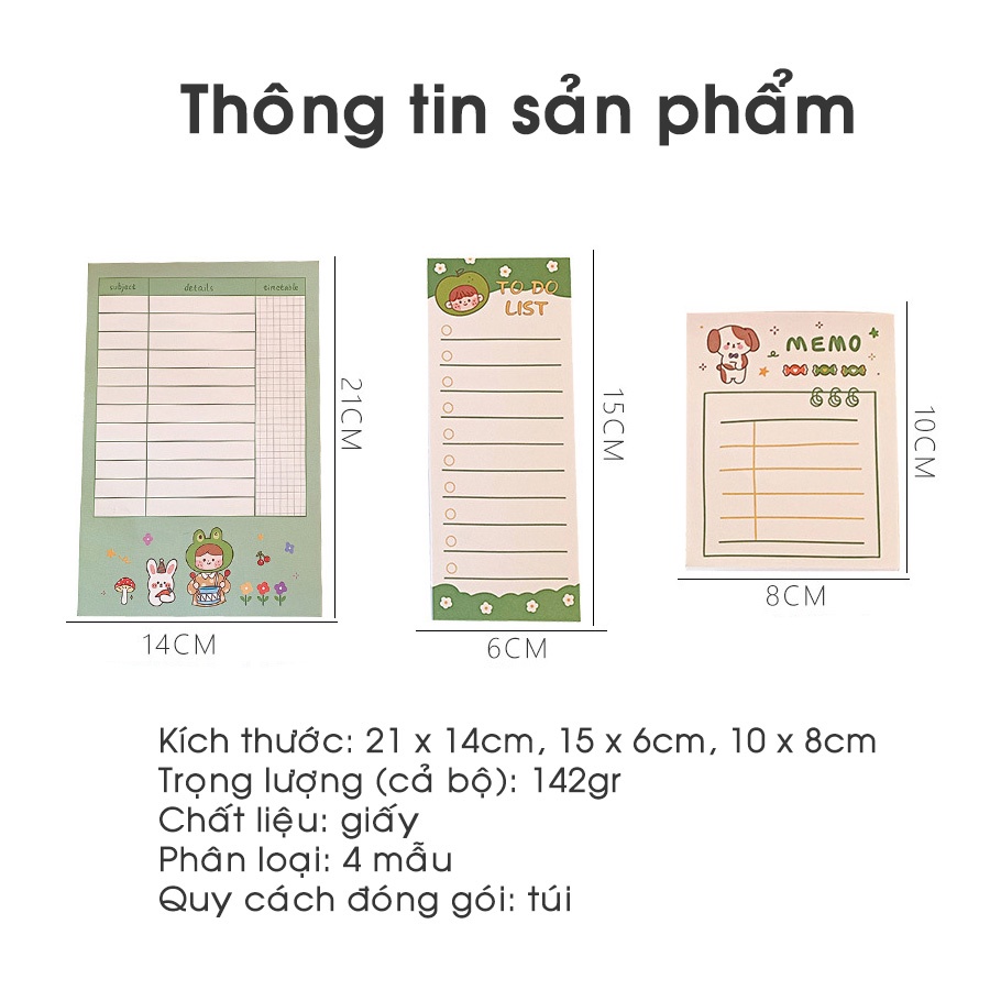 Bộ Giấy Note Ghi Chú Hình Hoạt Hình CUTE Tiện Lợi