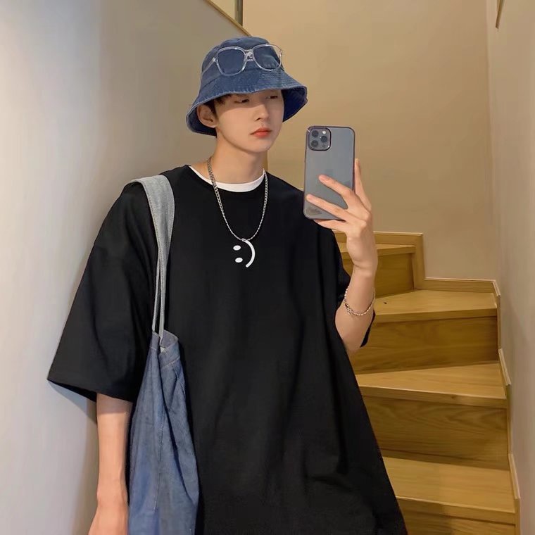 Áo Thun Tay Ngắn Dáng Rộng In Họa Tiết Phong Cách Hip Hop Hàn Quốc Thời Trang Cá Tính Cho Nam Size M-5XL