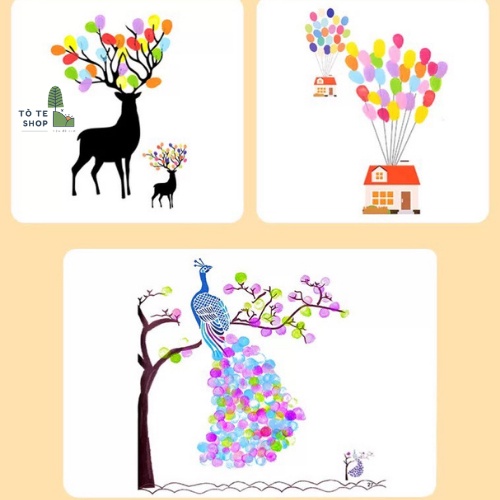 Màu Vẽ Ngón Tay Finger Album Kèm 30 Tranh Hình , Màu Vẽ Diy Finger An Toàn Cho Bé Dễ Dàng Rửa Bàng Nước Sạch